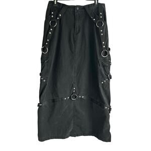 MAC GIRL Y2K BONDAGE MAXI SKIRT VINTAGE HOT TOPIC GOTHIC RAVE SZ MEDIUM